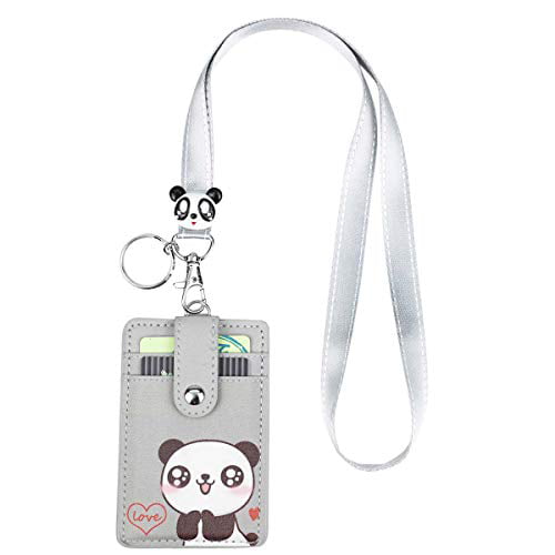 Cute Credit Card Case Neck Pouch ID Badge Holder Lanyard,Cartoon Shield Keychain 